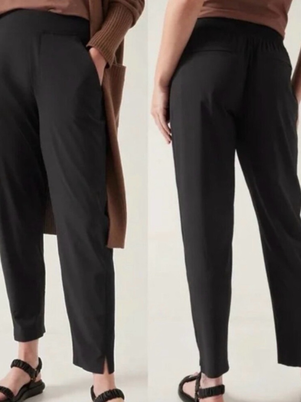 Athleta Black Ankle Straight-Leg Pull-On Pants